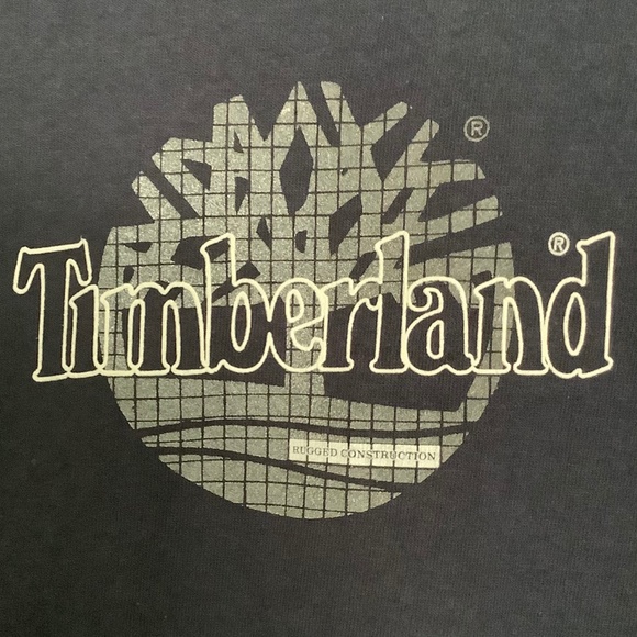 Mens Large - Vintage Timberland Logo T-Shirt Reflective Navy Blue Made In USA - Picture 2 of 7